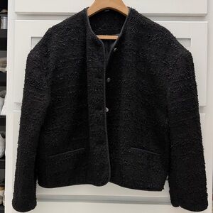 Chic Black Textured Oversized Jacket